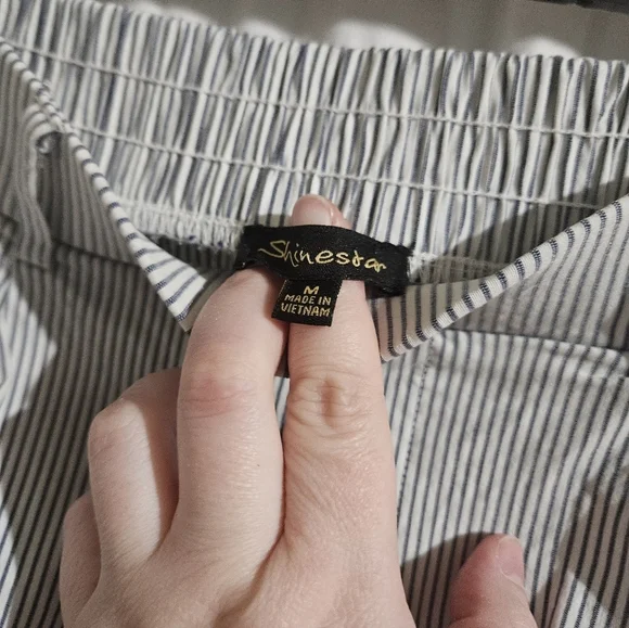 Shinestar Striped Pants Cuffed Bottom Gray/White Pull On! - Picture 2 of 7